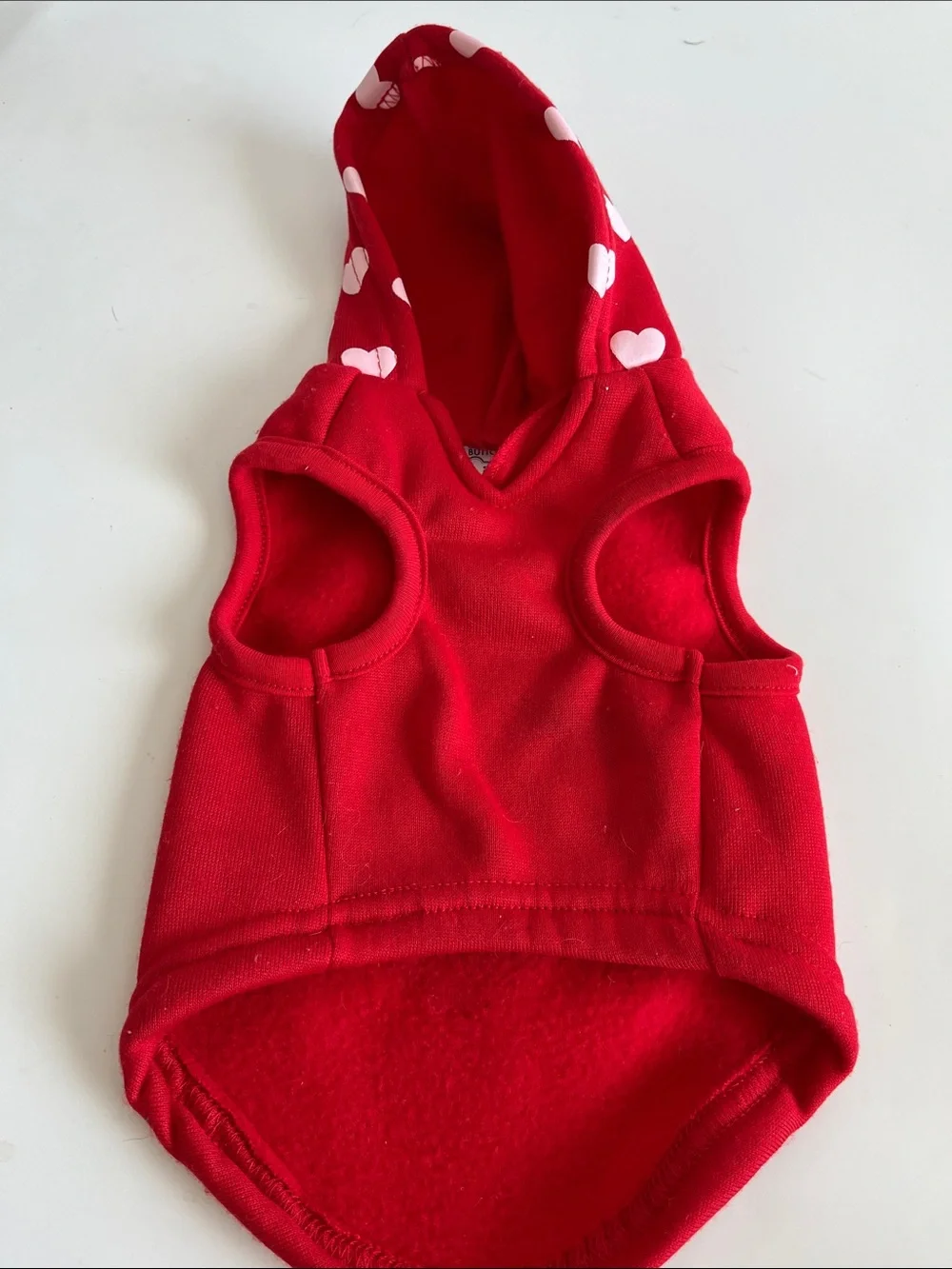 Red 'I Heart You' Dog Hoodie with Heart Print